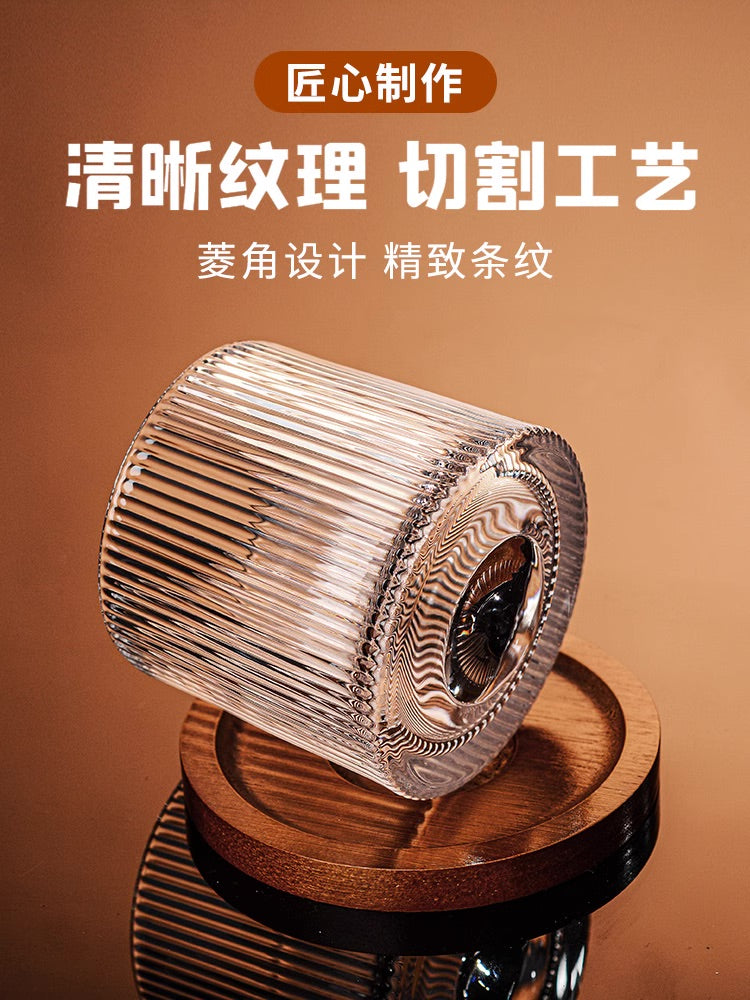 WhirlGlass™ 280ml Rotating Whiskey Glass with Bamboo Base – 6 Unique Designs