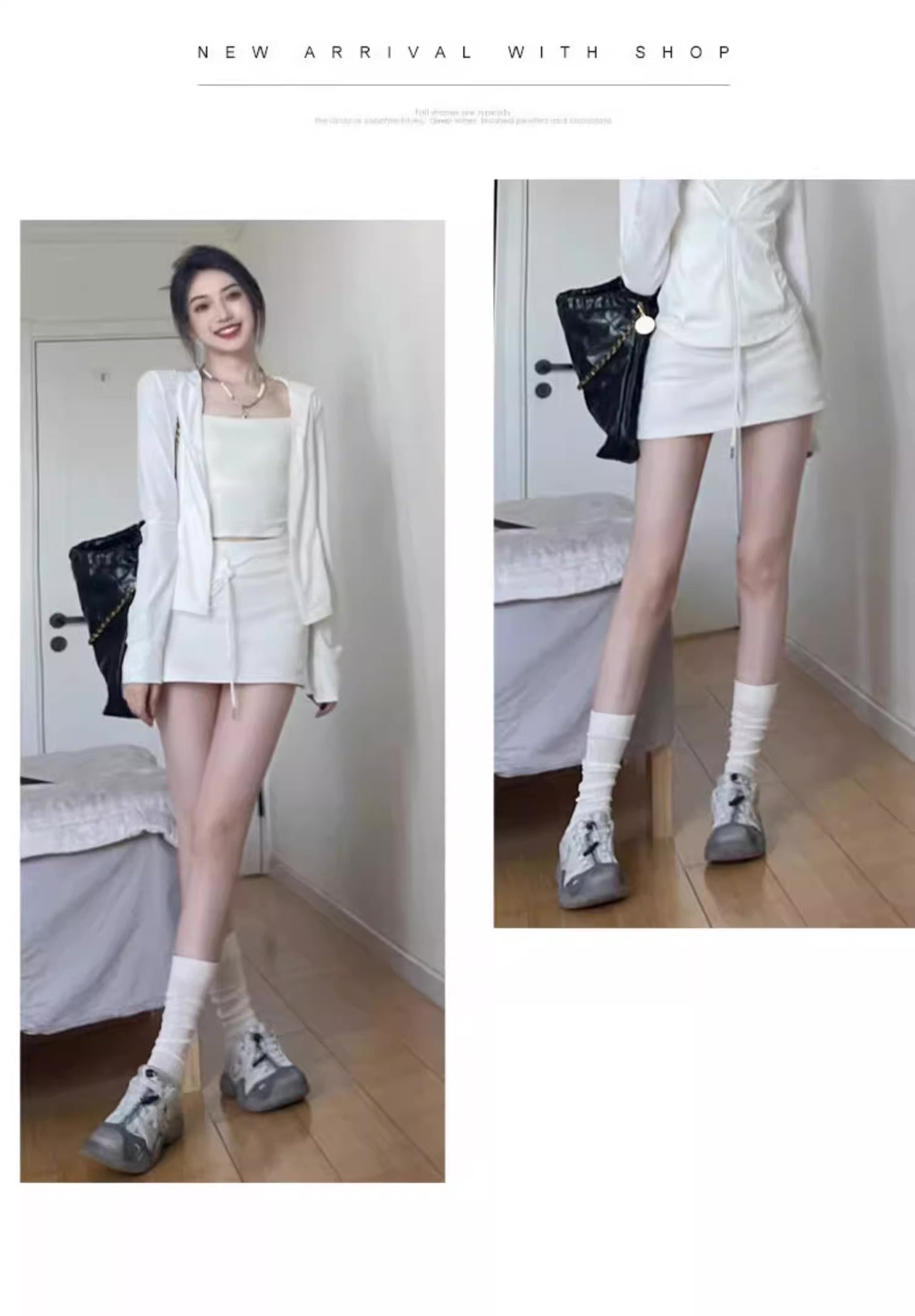 High-Waist Pleated Skort with Drawstring – With Built-In Safety Shorts