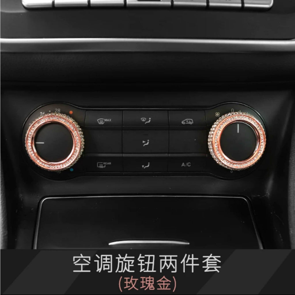 Luxury Diamond Aircon & Volume Knob Covers for Mercedes Benz – Rose Gold